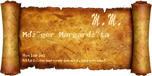 Móger Margaréta névjegykártya